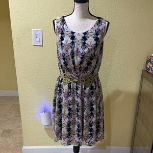 Miss Sixty Black and Pink Floral Midi Dress